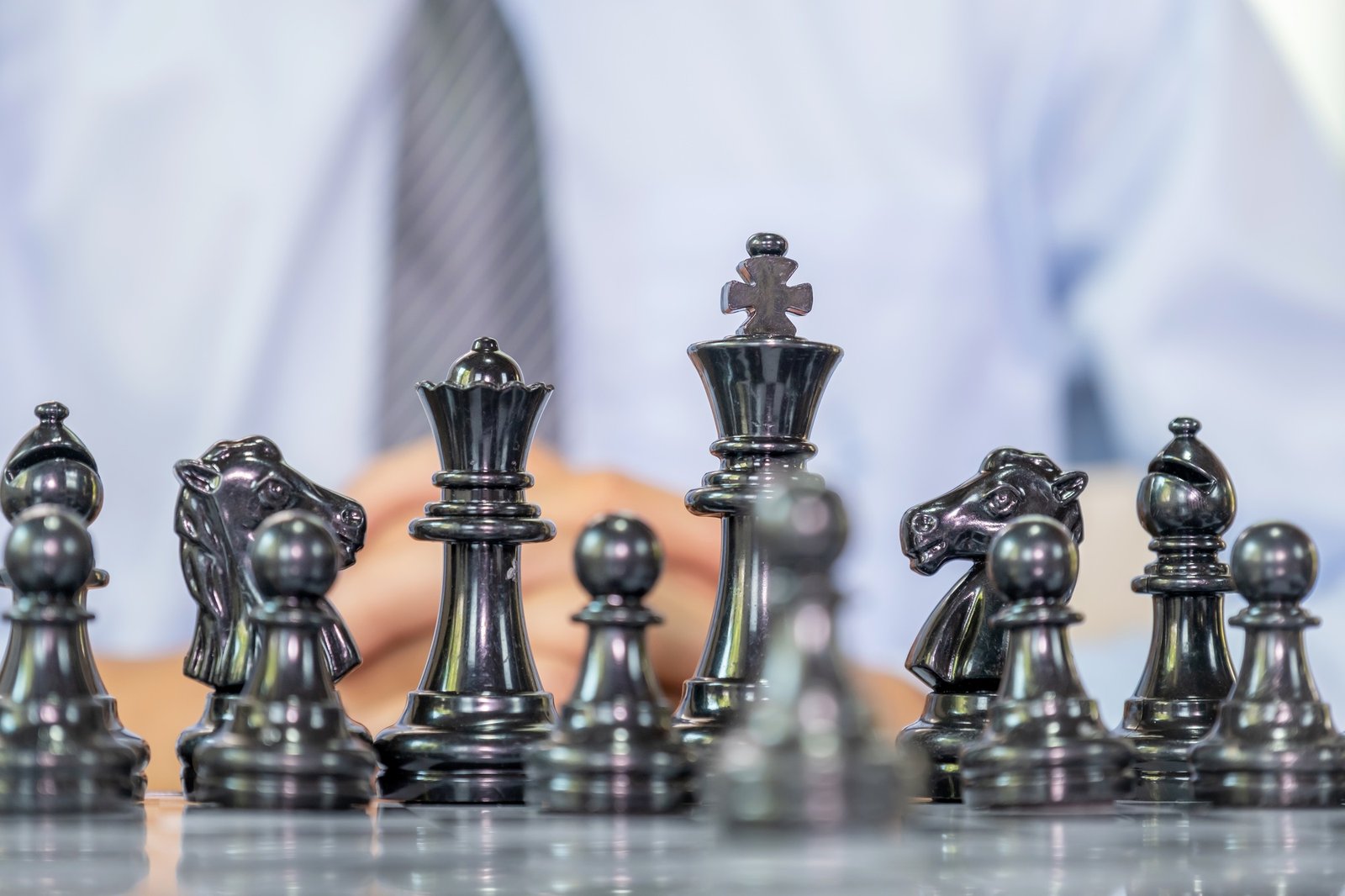 Businessman thinking for moving with background, challenges planning business strategy to success